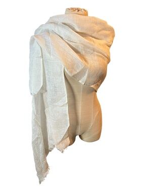 Lightweight Sheer Wrap Scarf in Ivory